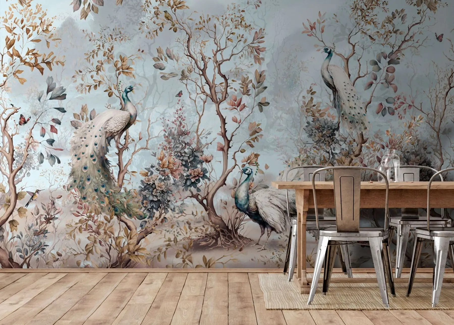 wall murals Chinoiserie Chinese style plants and peacocks u94849