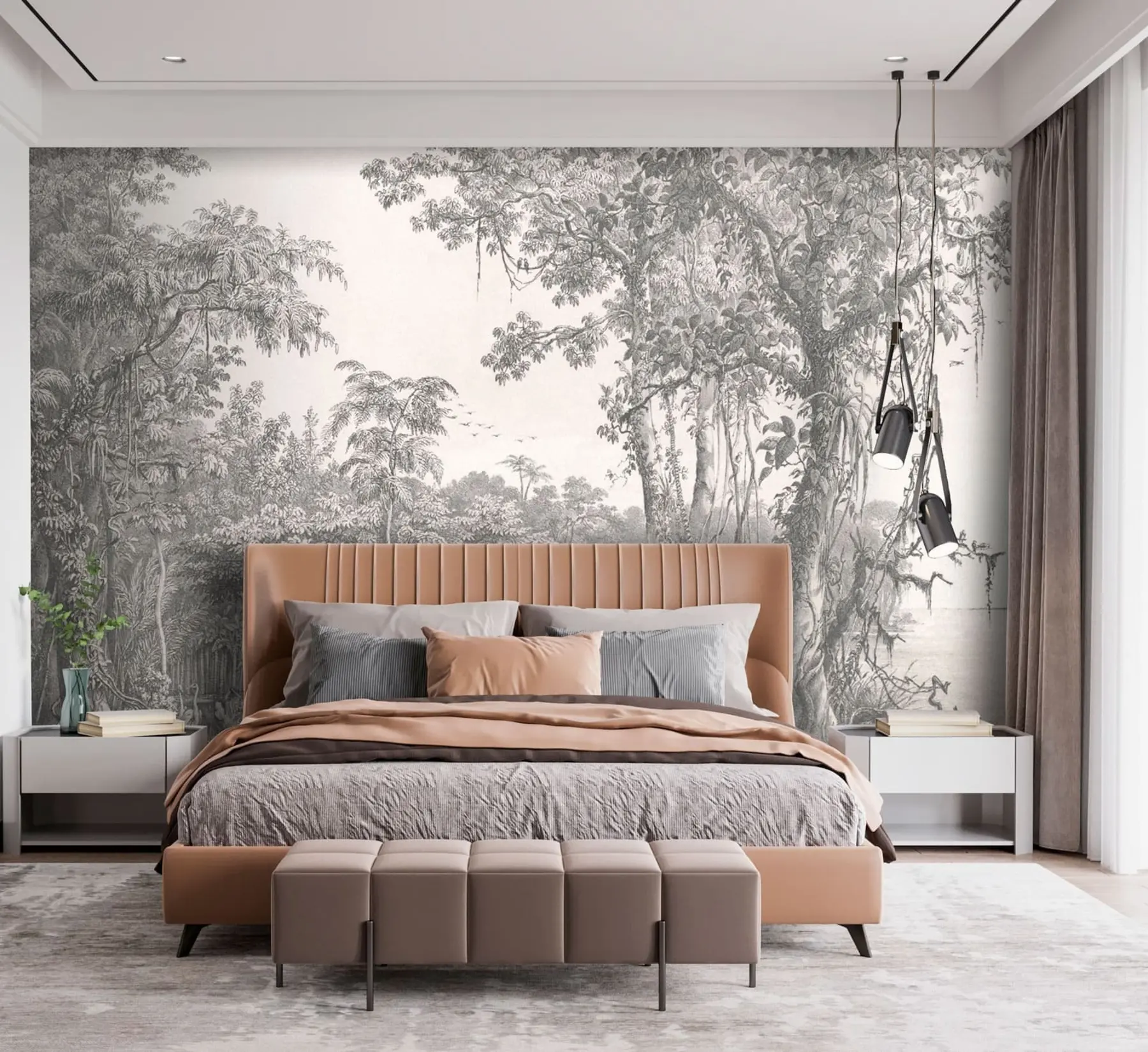 wall murals Forest landscape with vintage style u95795