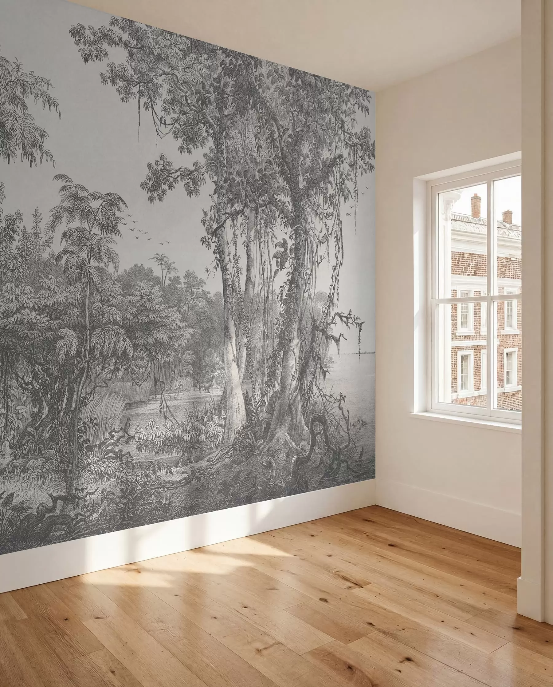 wall murals Forest landscape with vintage style u95795