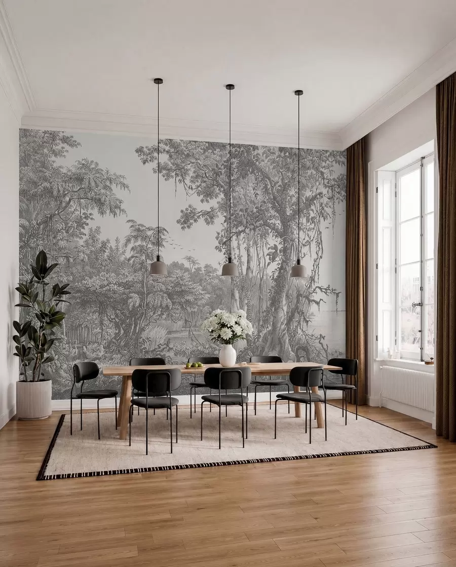 wall murals Forest landscape with vintage style u95795