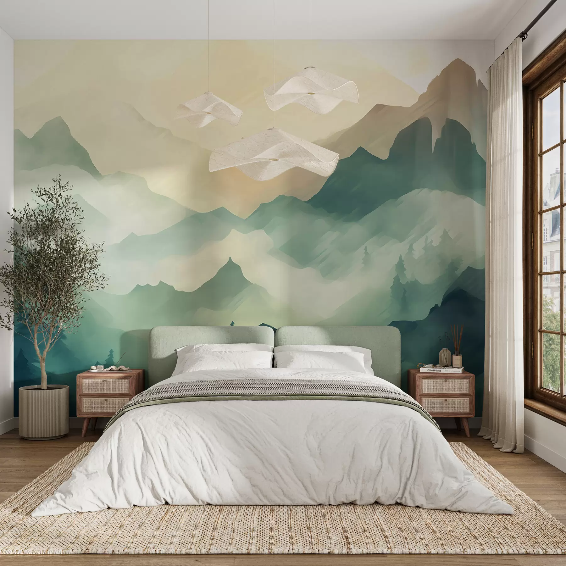 wall murals Mountains in the foggy forest u95994