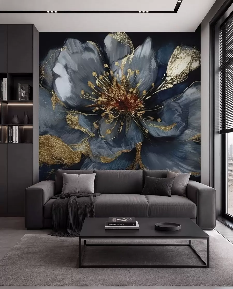 wall murals Large blue flower with veins u95657