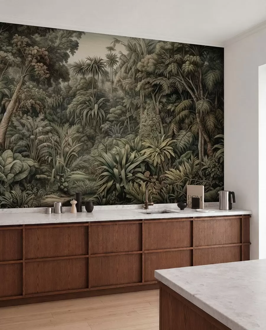 wall murals Beautiful abstract green jungle with tropical leaves u96093