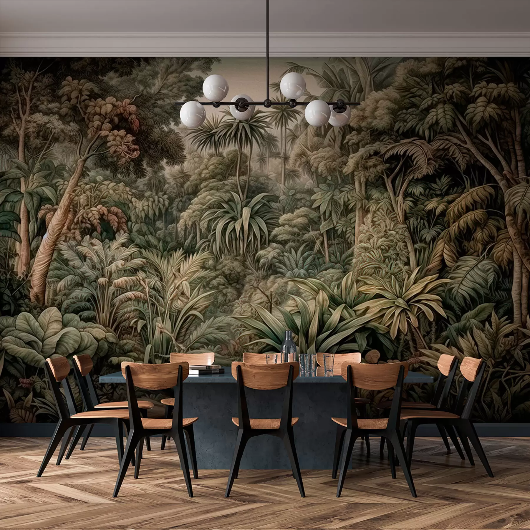 wall murals Beautiful abstract green jungle with tropical leaves u96093