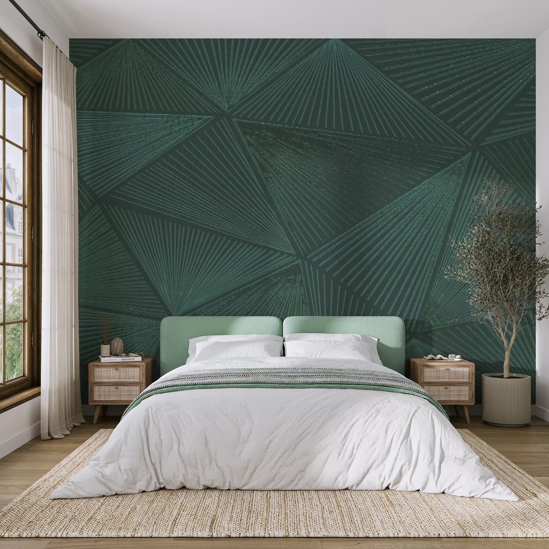 wall murals Dark green mosaic tiles u96289