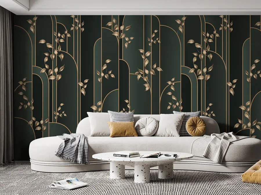 wall murals Abstract art deco with leaves u95842