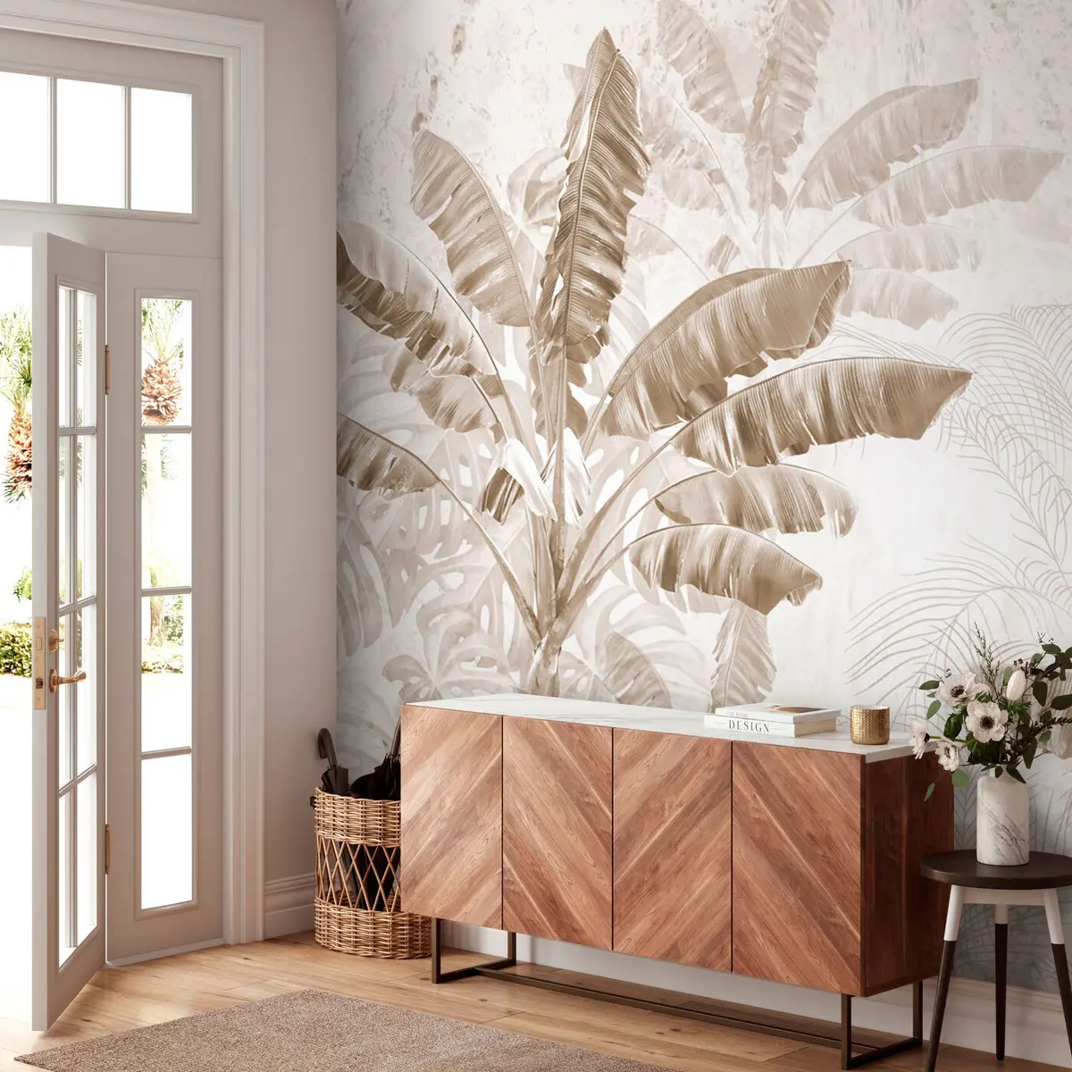 wall murals Tropical banana trees monocolor u96194