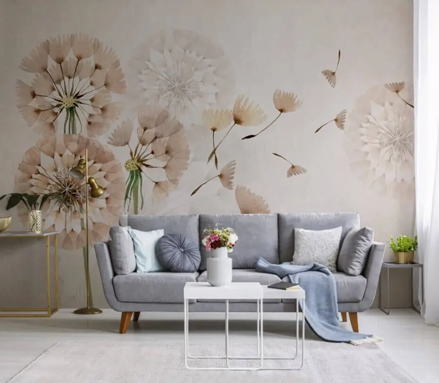 wall murals Beige dandelions u09252