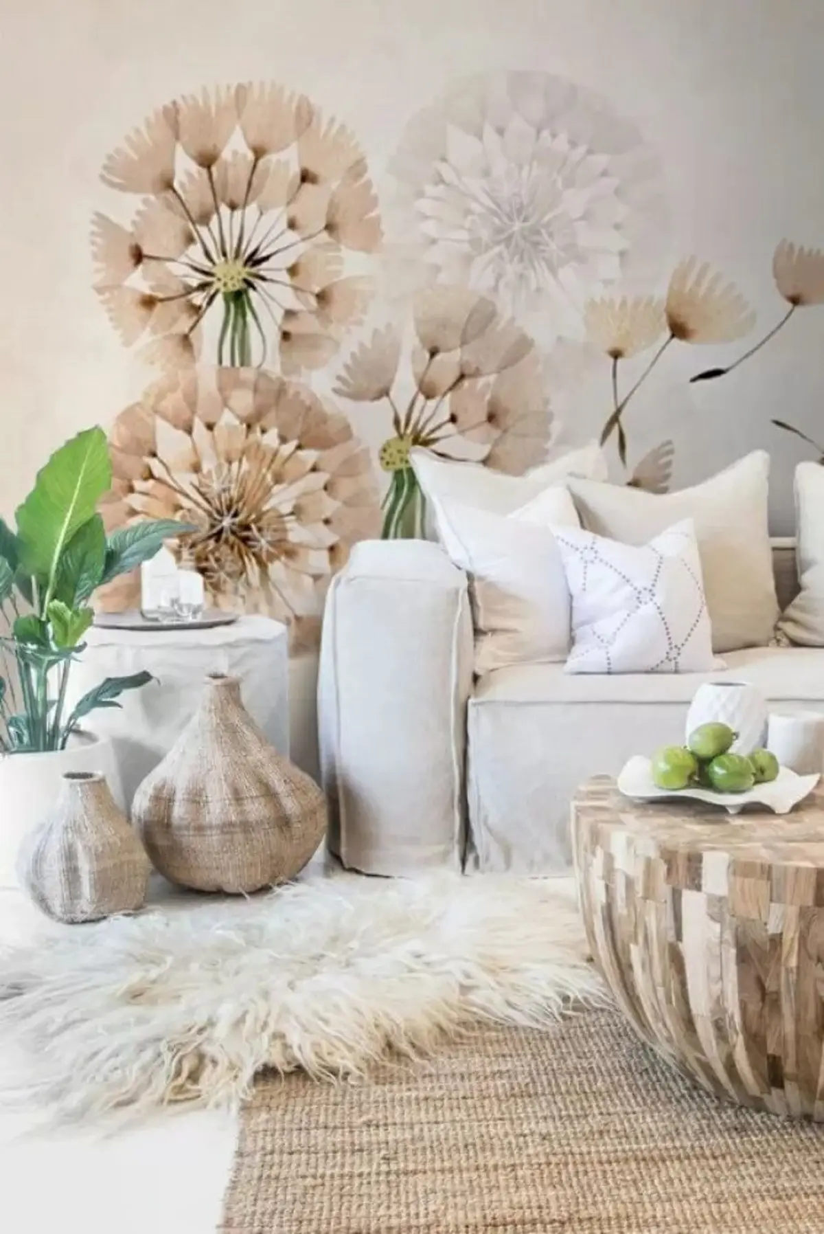 wall murals Beige dandelions u09252