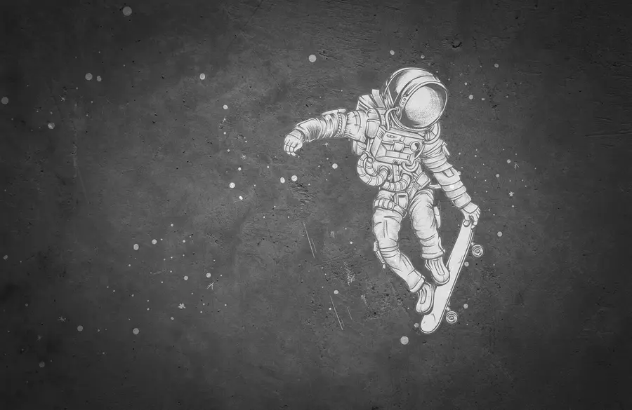 wall murals Astronaut on a skateboard in outer space u96123