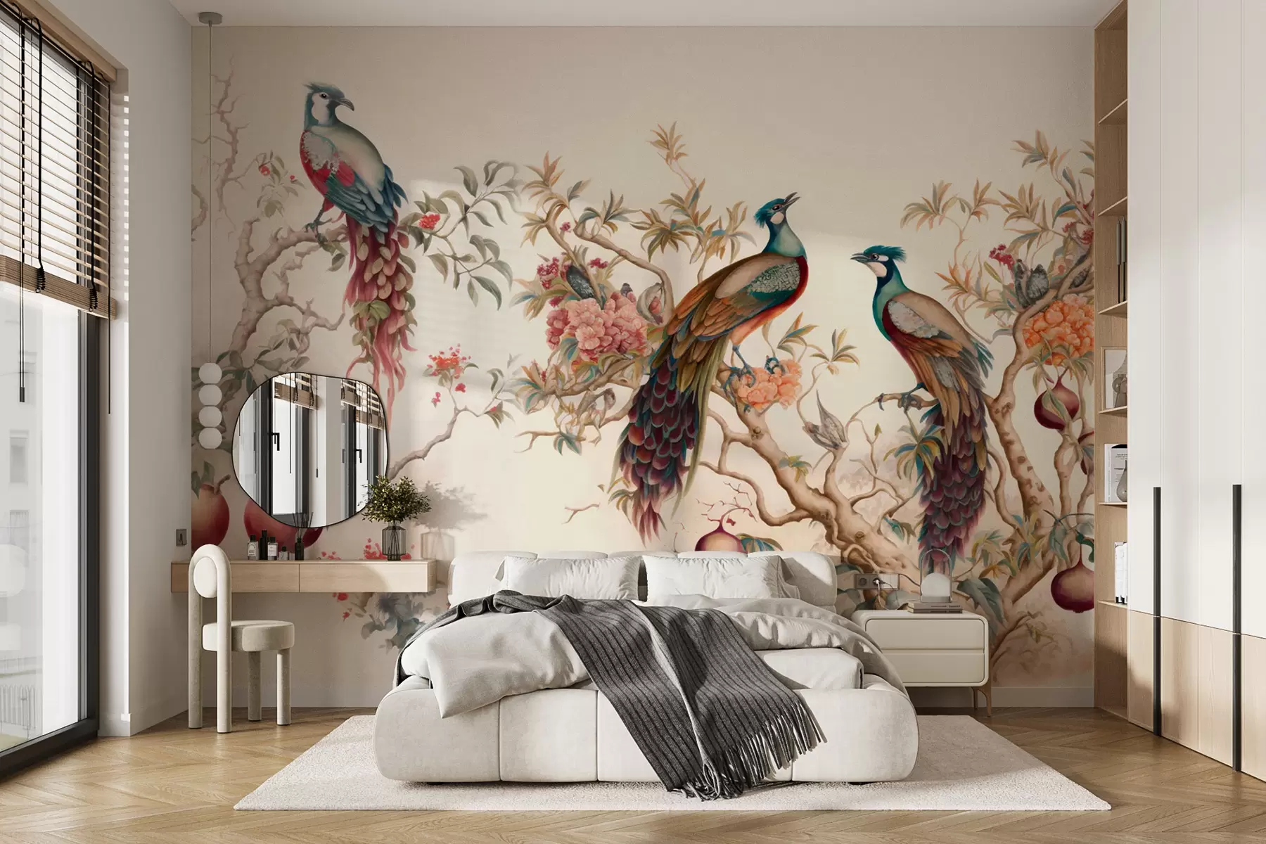 wall murals Birds on the branches of a pomegranate u95667