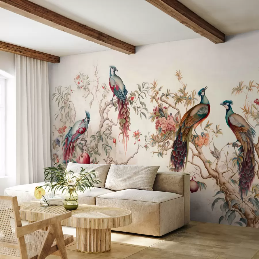 wall murals Birds on the branches of a pomegranate u95667
