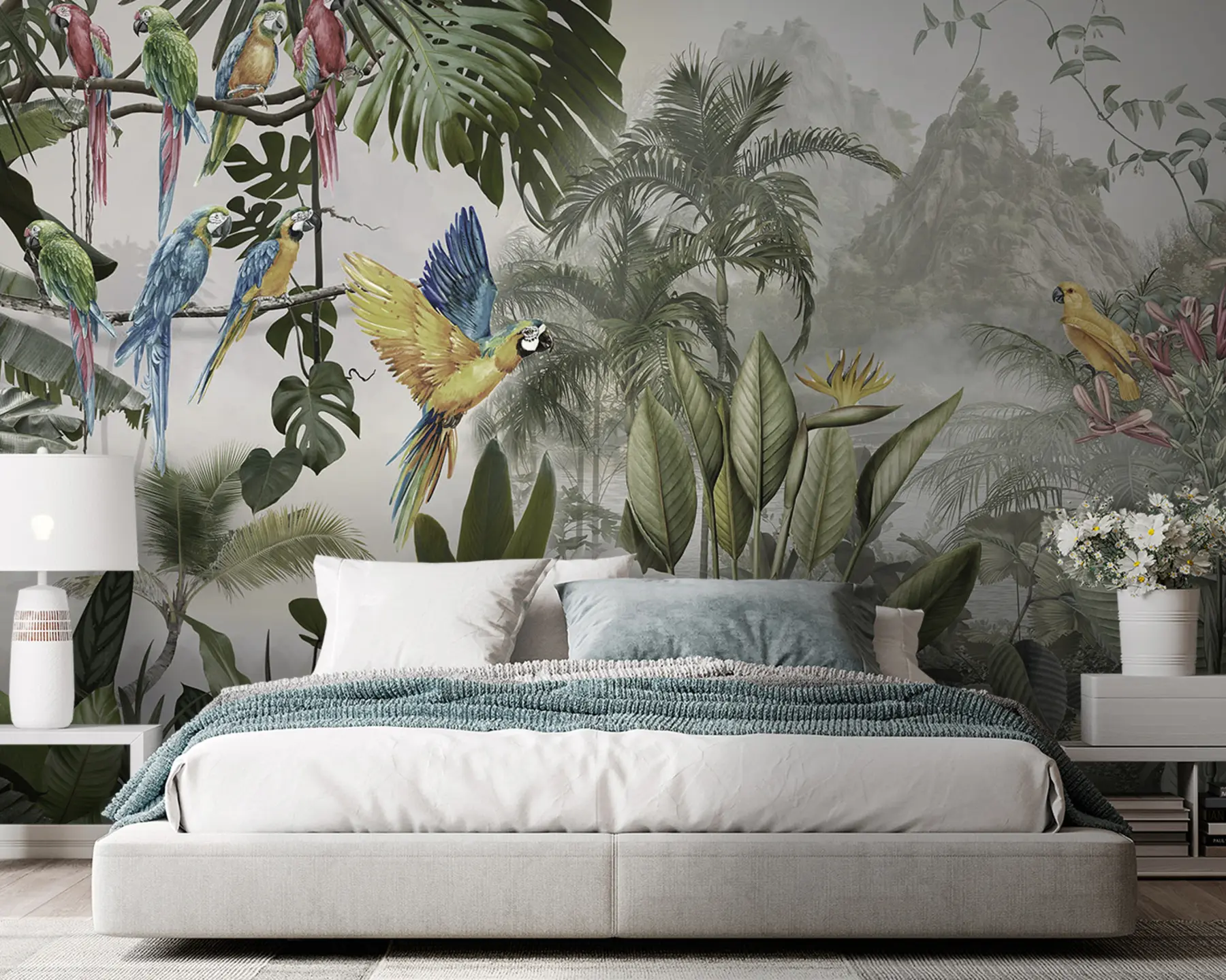 wall murals Parrots in the rainforest u95693