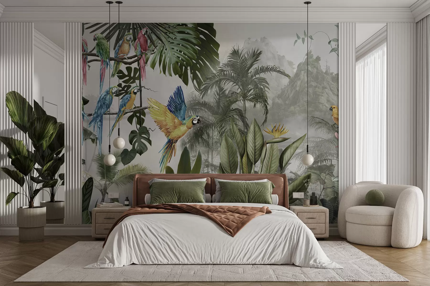 wall murals Parrots in the rainforest u95693