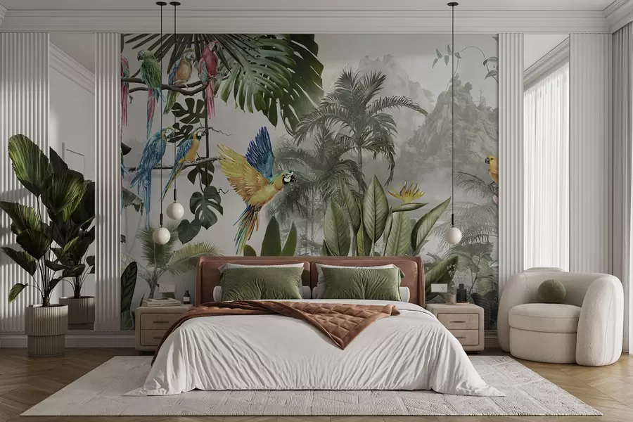 wall murals Parrots in the rainforest u95693