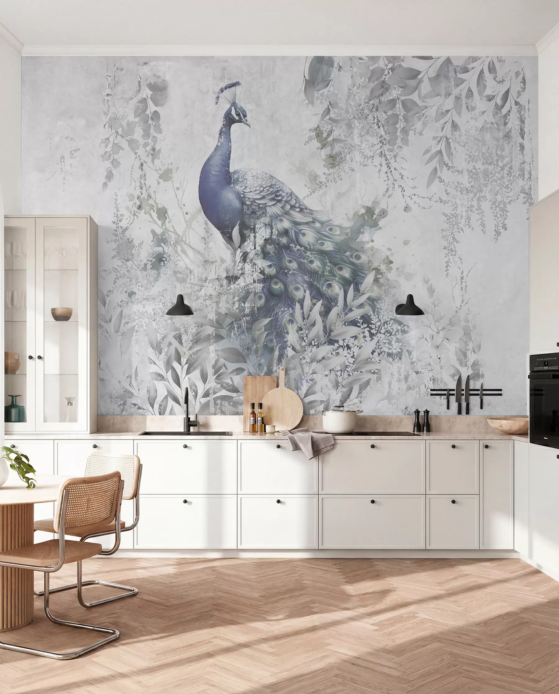 wall murals Fragile peacock on grunge concrete background u96727
