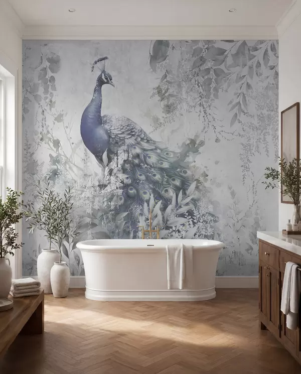 Peacock wall mural