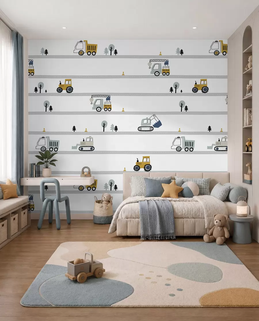 wall murals Little Construction Roads u96465