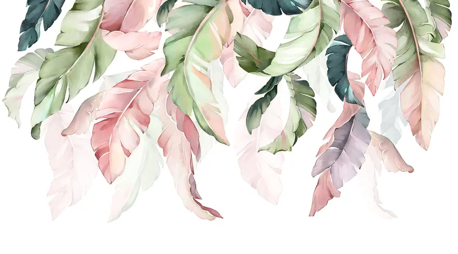 wall murals watercolor banana leaves u96557