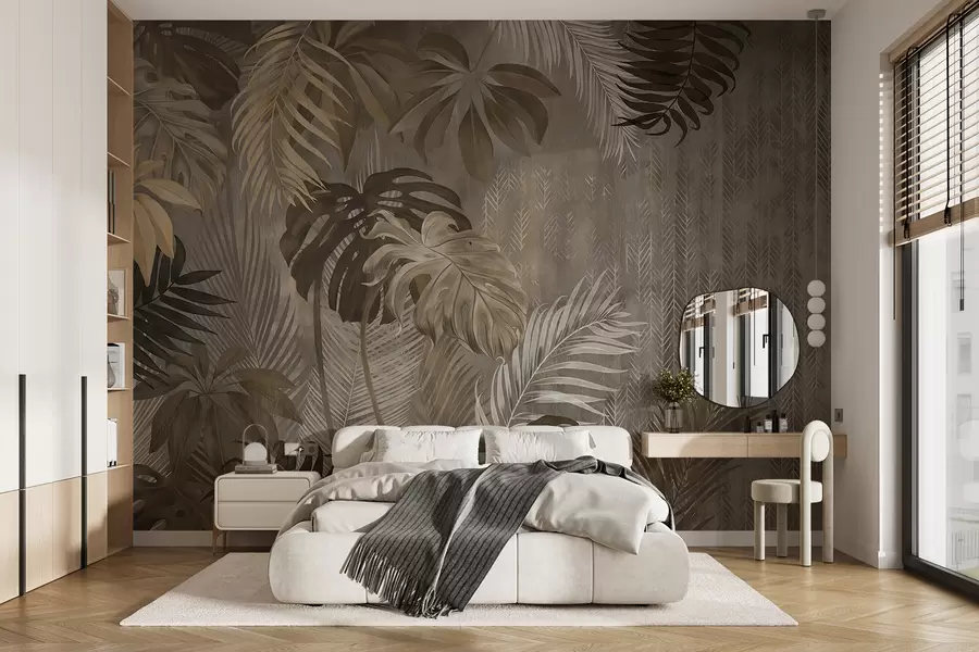 wall murals Tropical leaves in grunge style u97012