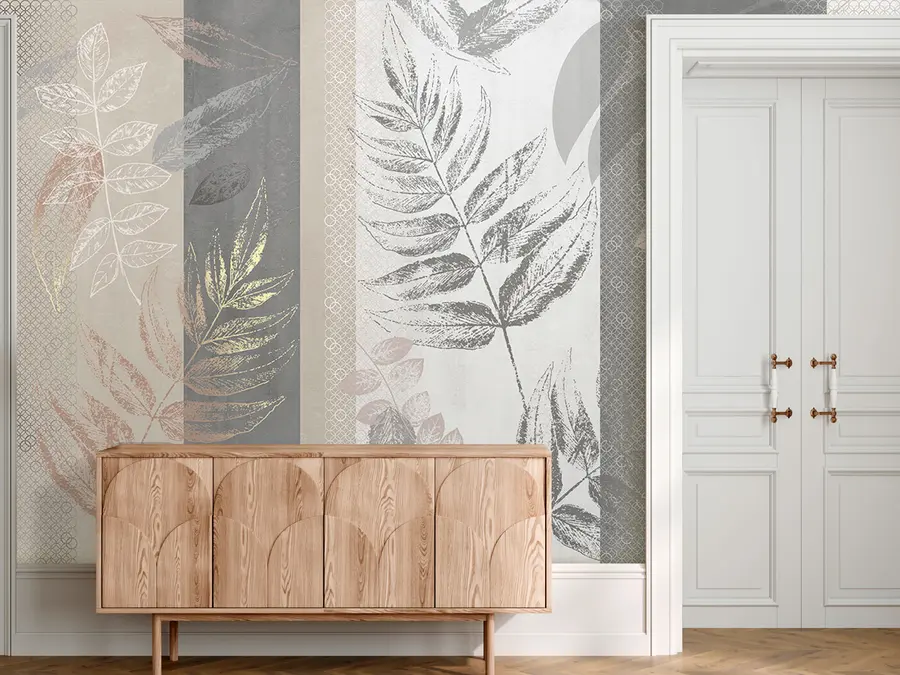 wall murals Floral pattern on the background of stripes u97025