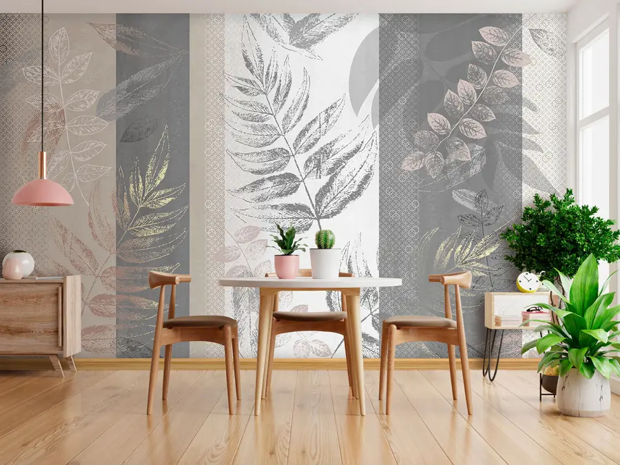 wall murals Floral pattern on the background of stripes u97025