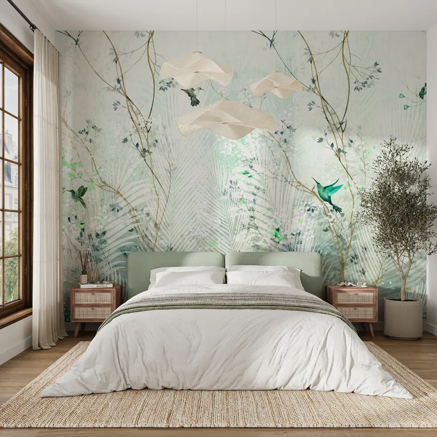 wall murals Hummingbirds in the garden u97048