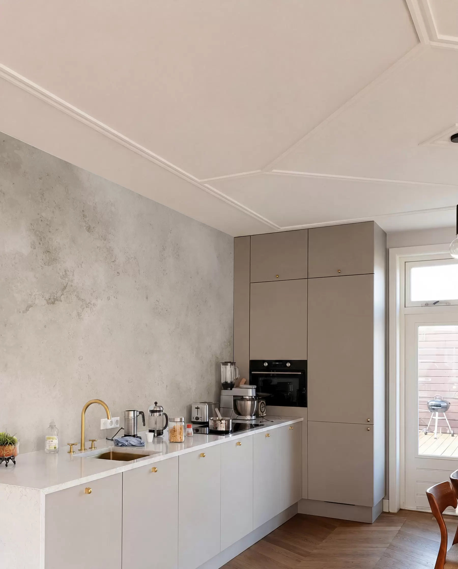 wall murals Beige concrete wall u97236