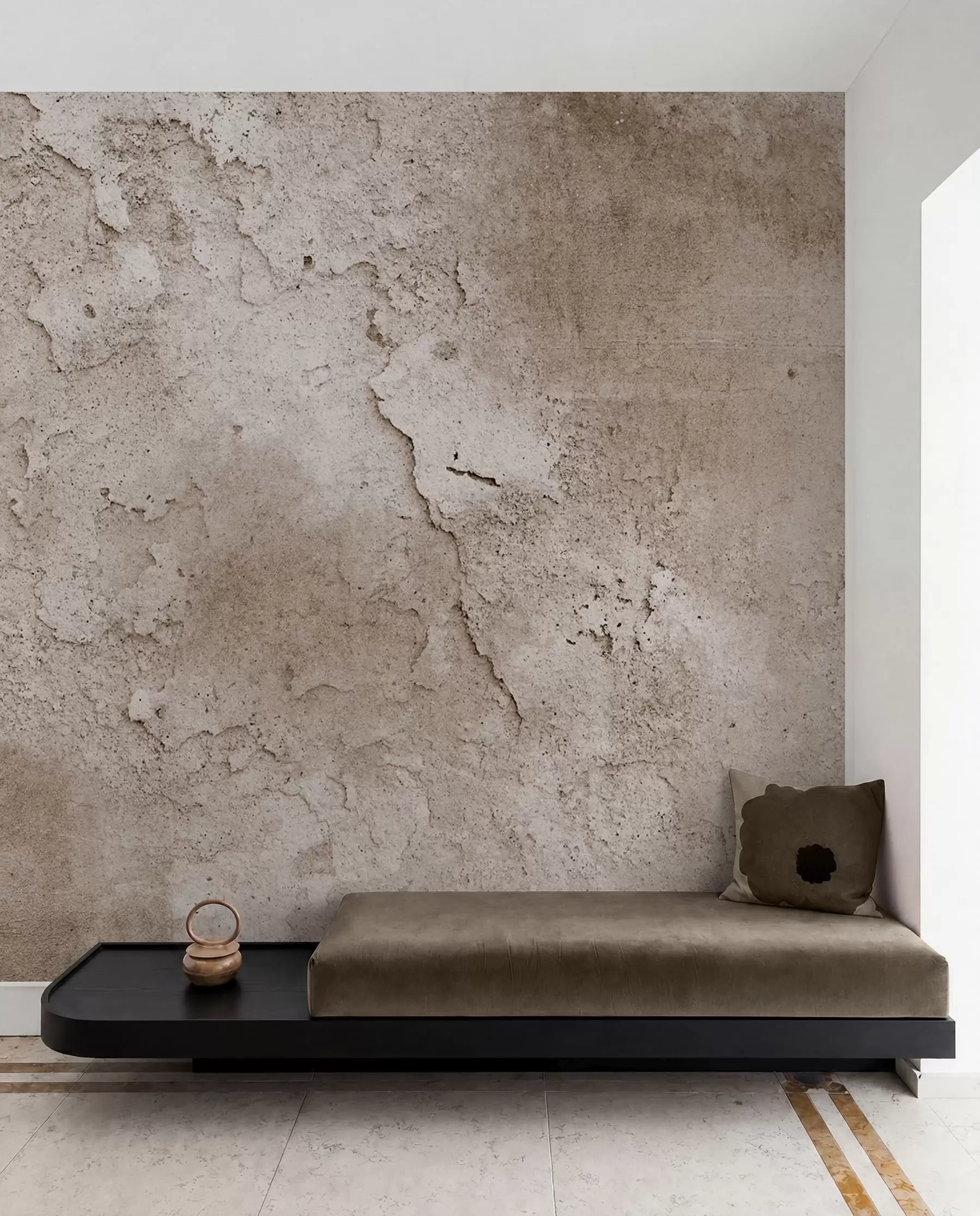 wall murals Brown concrete wall with rough edges u97237