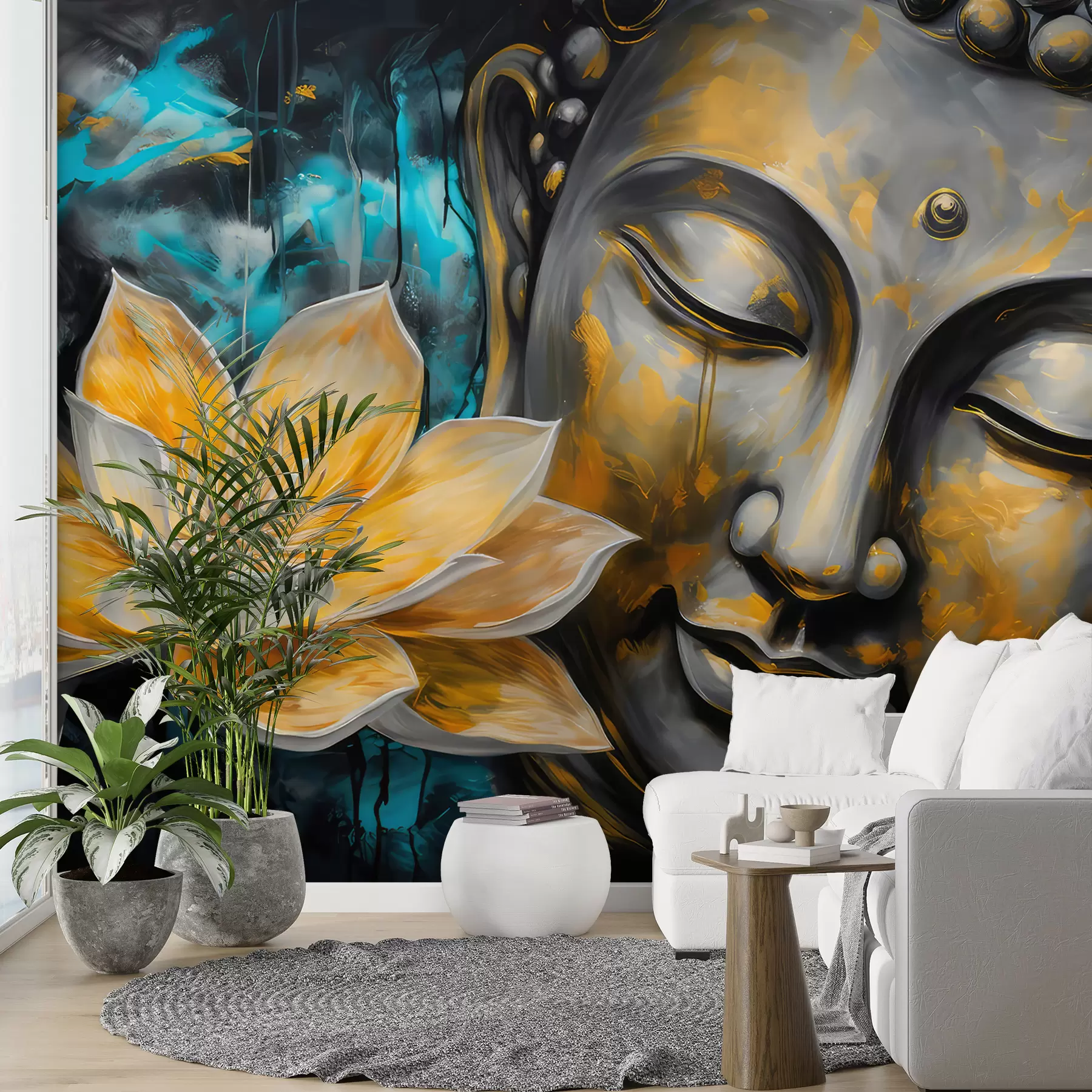 wall murals Lotus flower and Buddha u96961