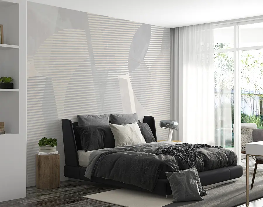 wall murals Geometric abstraction on a marble background in pastel colors u95373