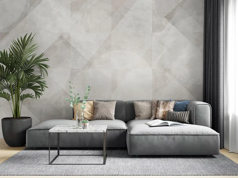 wall murals Geometric abstraction on a marble background in pastel colors u97269