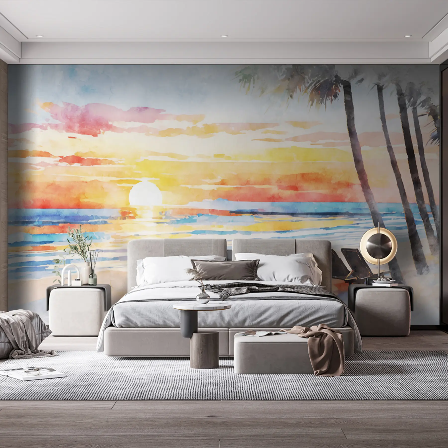 wall murals Rainbow sunset on the beach u97307