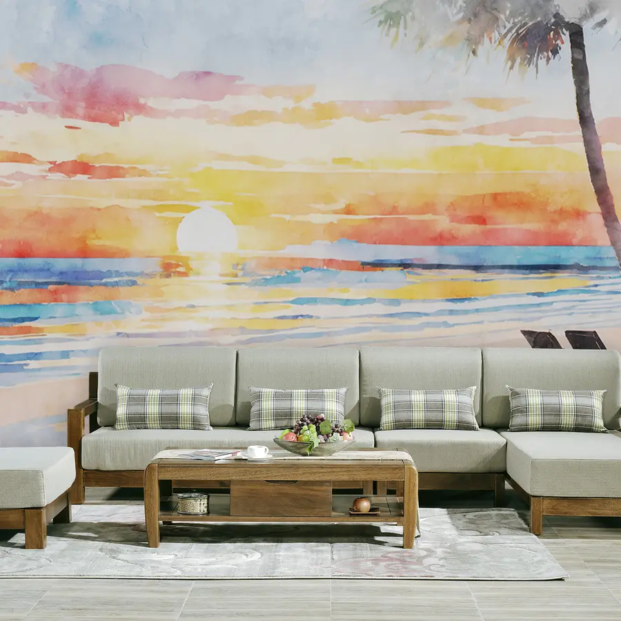 wall murals Rainbow sunset on the beach u97307