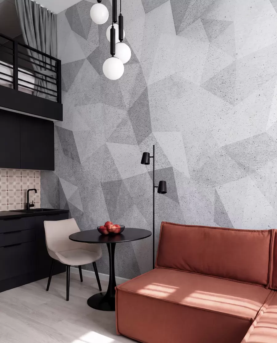 wall murals Abstract 3D polygons grunge loft u97336
