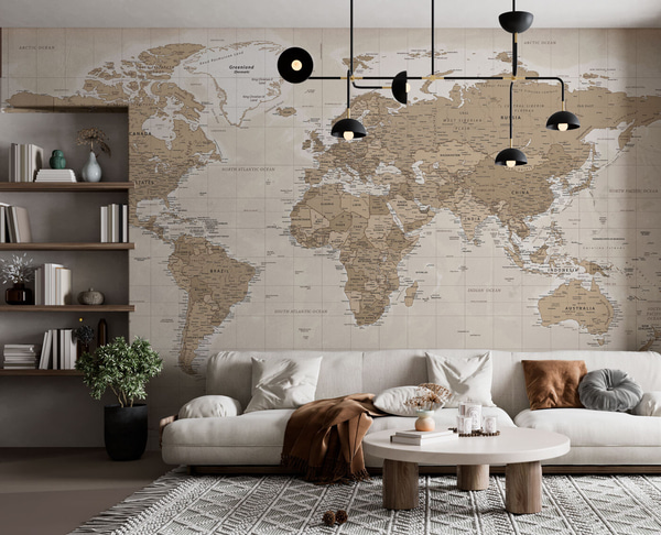 Vintage world map loft