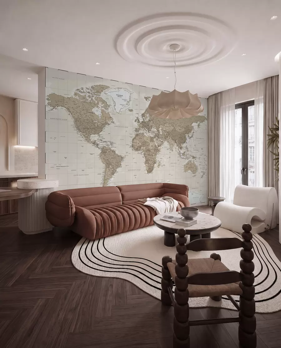 wall murals Vintage world map loft u97342