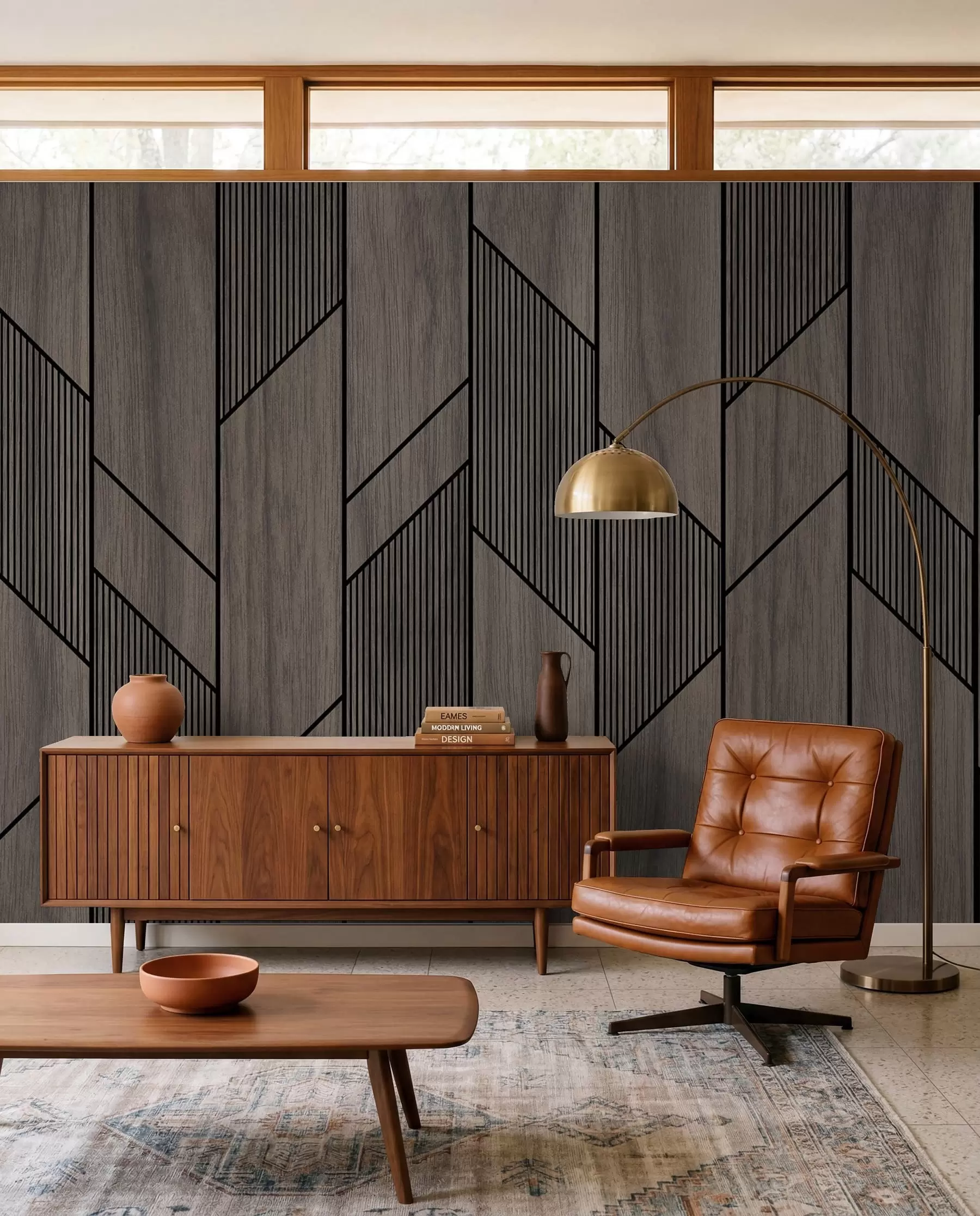 wall murals Geometric panels with wood texture u97427