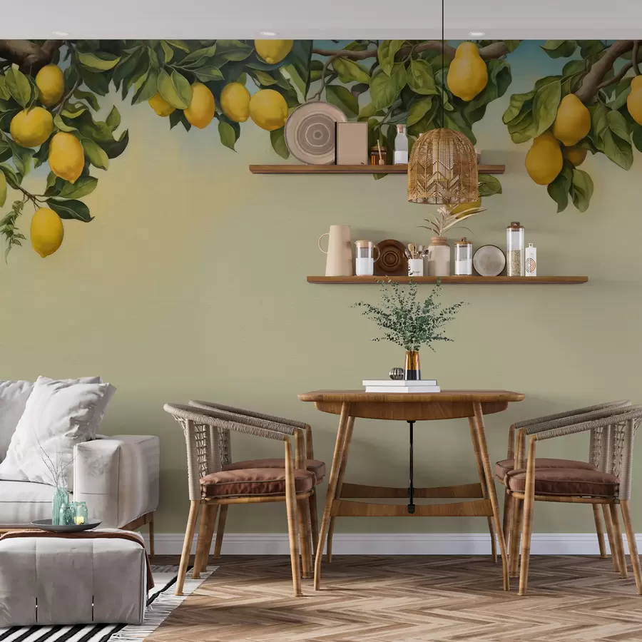 wall murals Watercolor lemon tree branches u97599