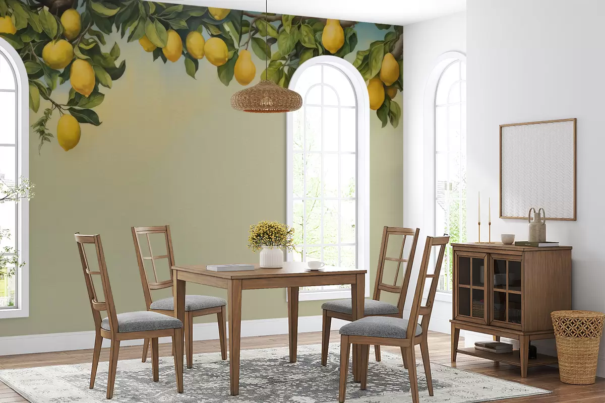 wall murals Watercolor lemon tree branches u97599