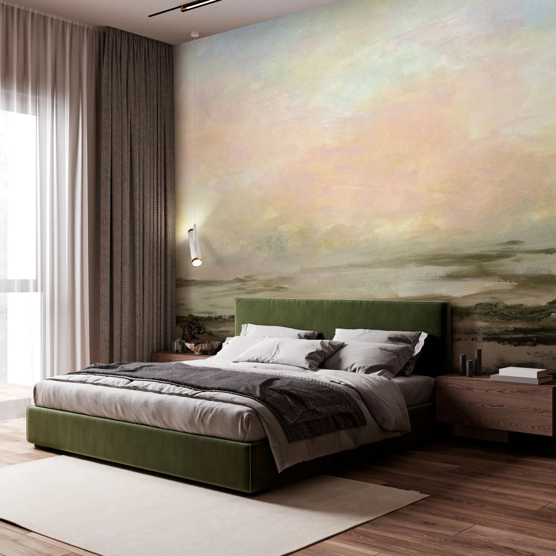 wall murals Sunset on a tropical beach stylish minimalism and loft u97451