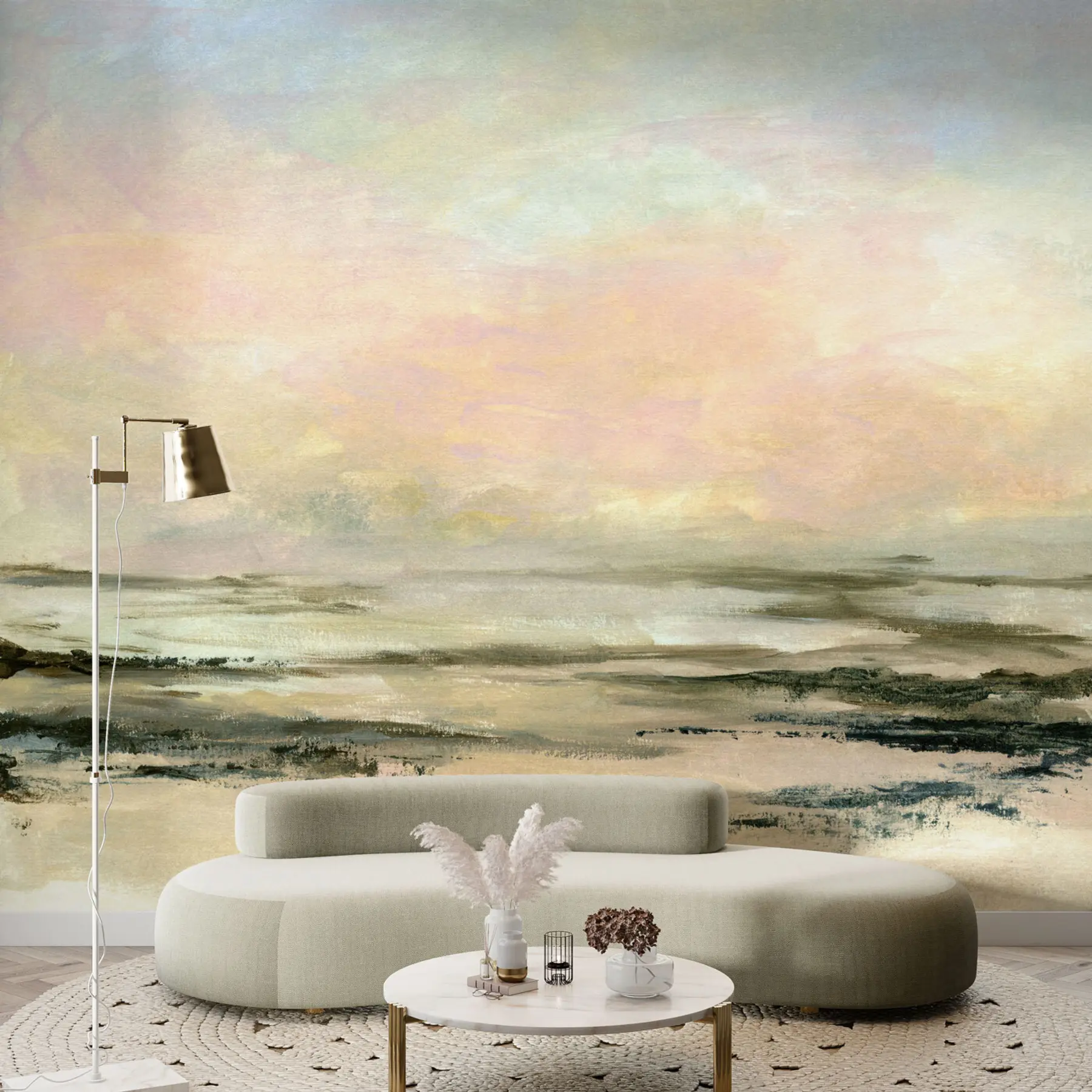 wall murals Sunset on a tropical beach stylish minimalism and loft u97451