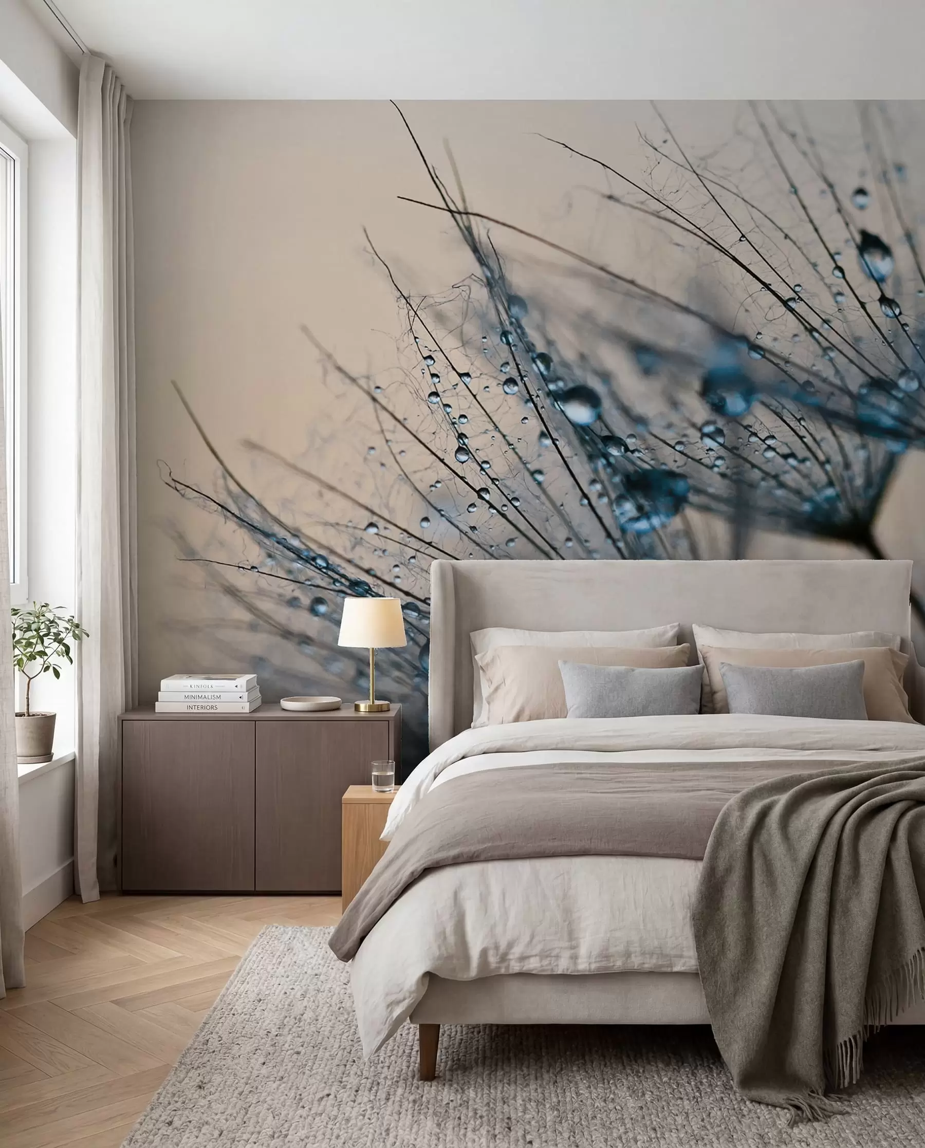 wall murals Dandelions with blue water drops u57557v1