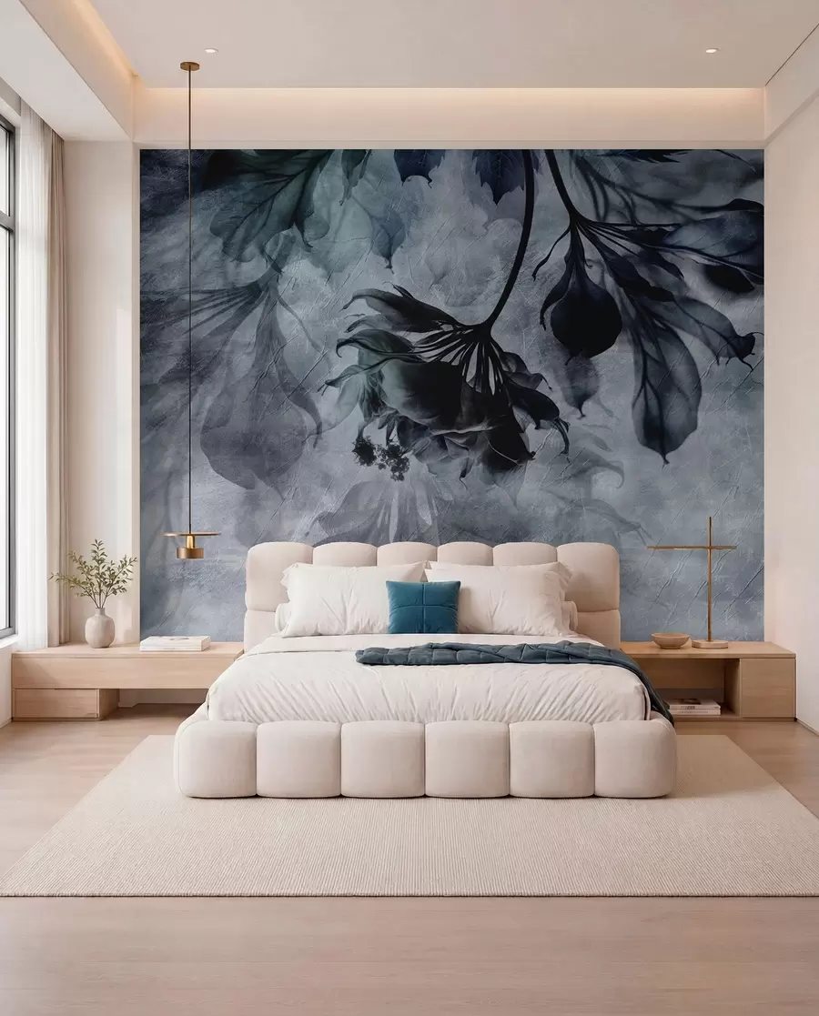 wall murals Delicate translucent branches in blue u93927v1