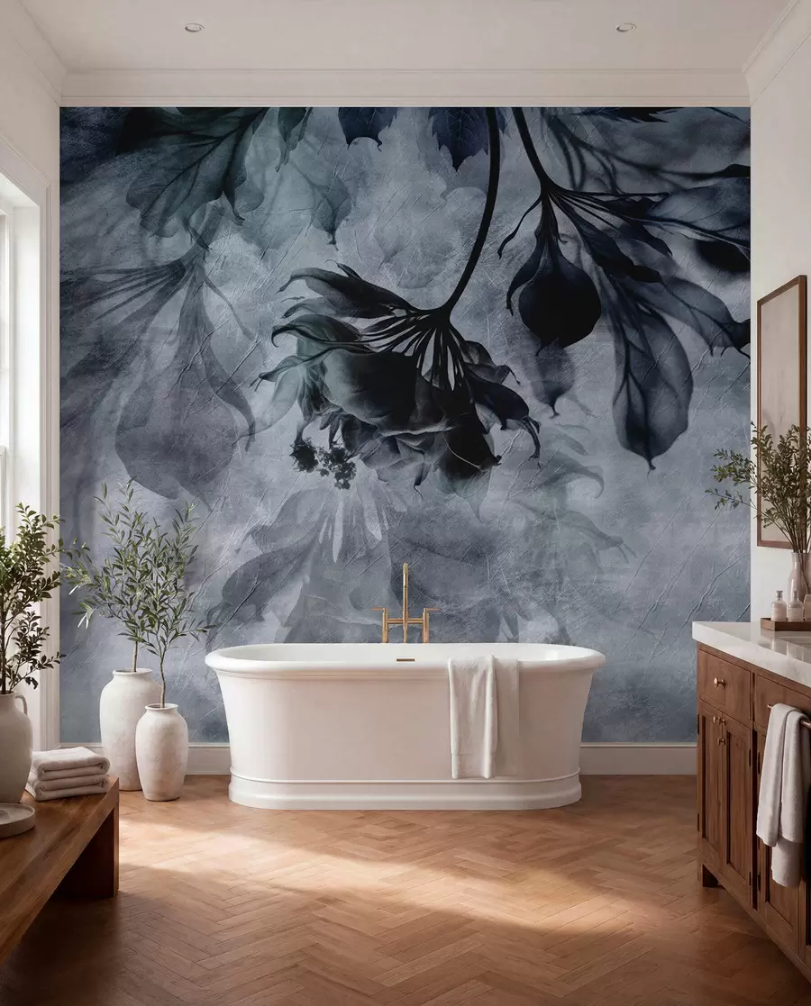 wall murals Delicate translucent branches in blue u93927v1