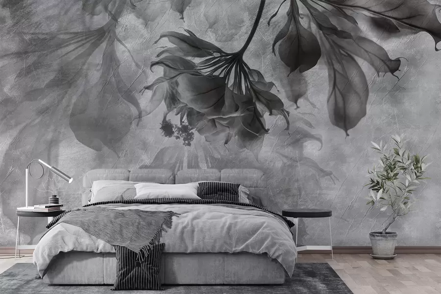 wall murals Delicate translucent branches in gray u93927v2