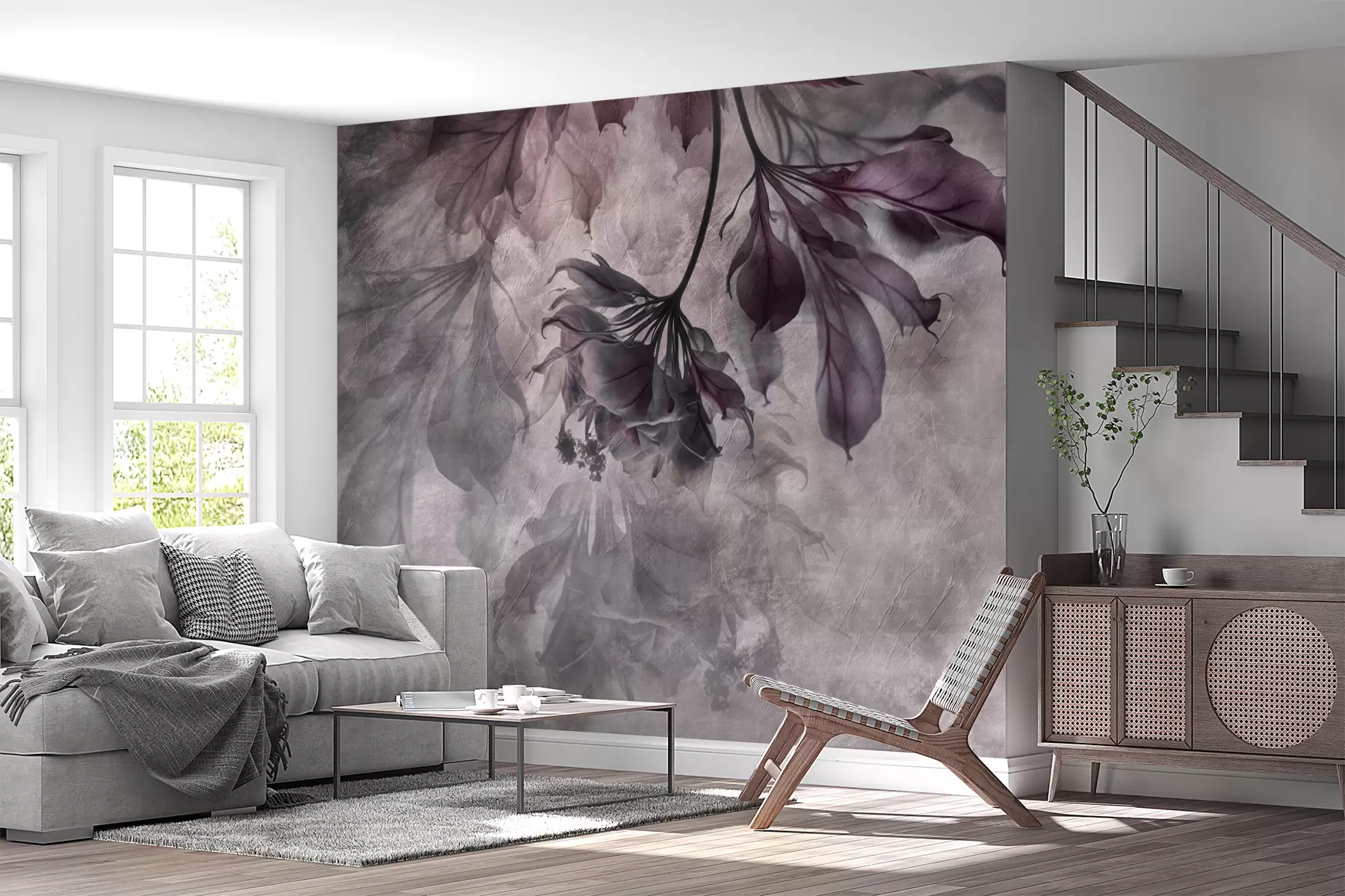 wall murals Delicate translucent branches in pink u93927v3
