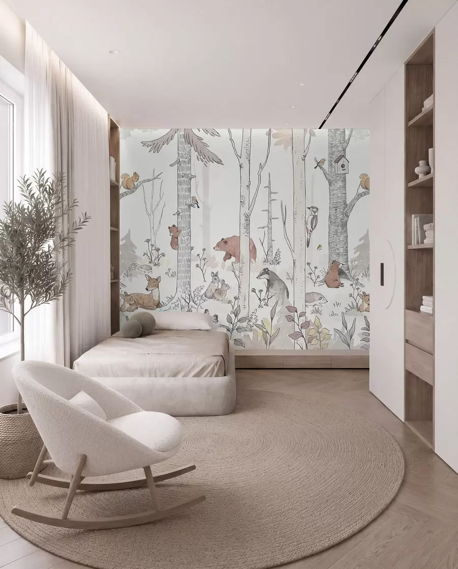 wall murals Friends in the Birch Wood u96850