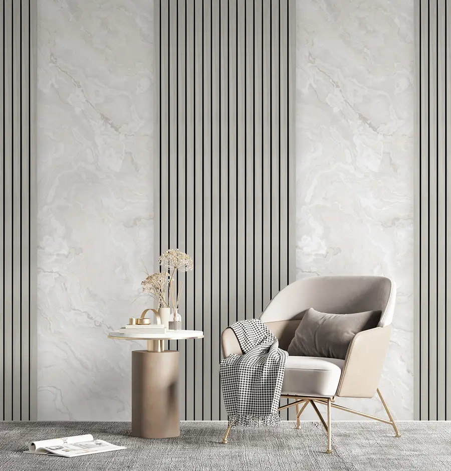 wall murals Wooden slats with marble u97465