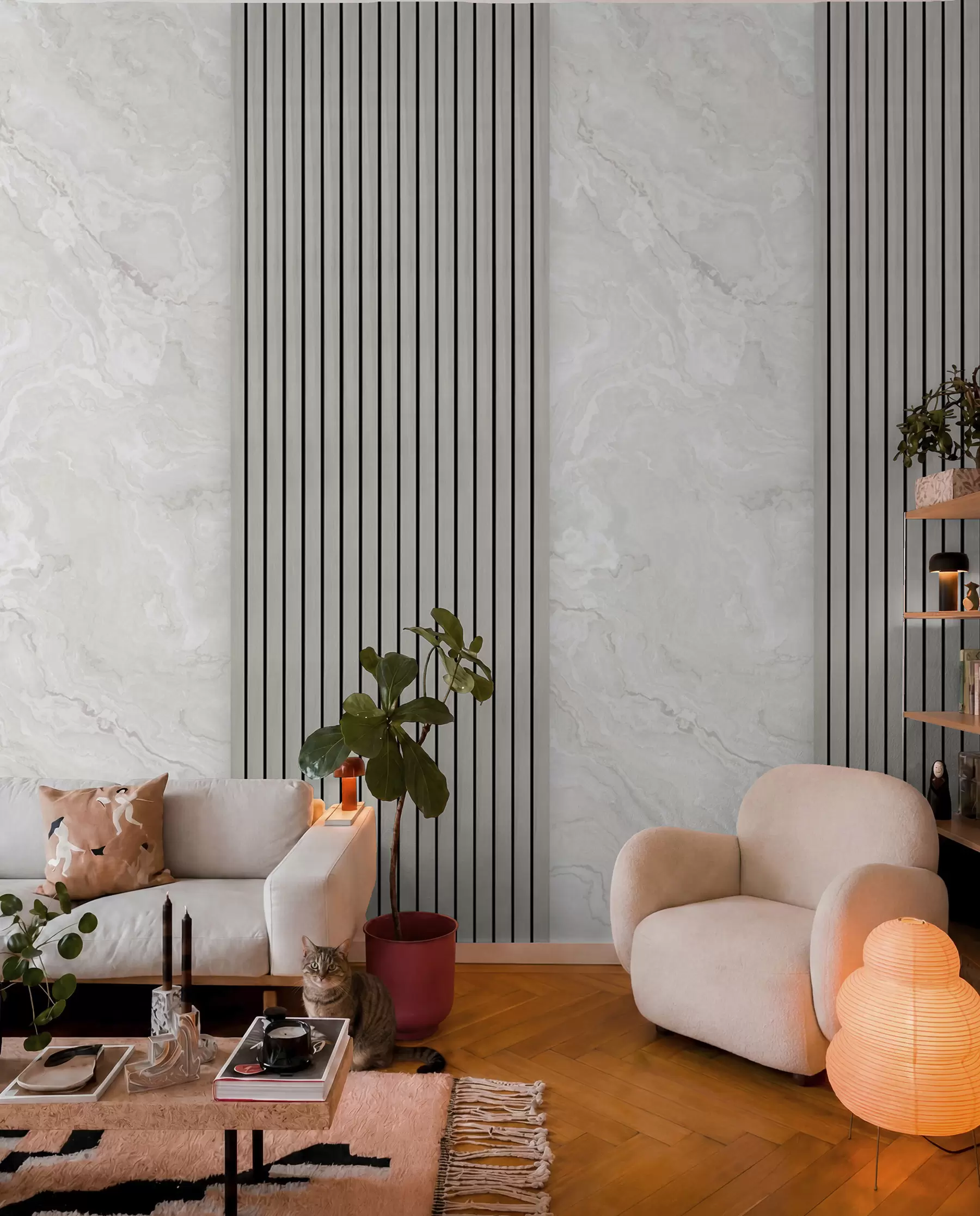 wall murals Marble between Slats u97465
